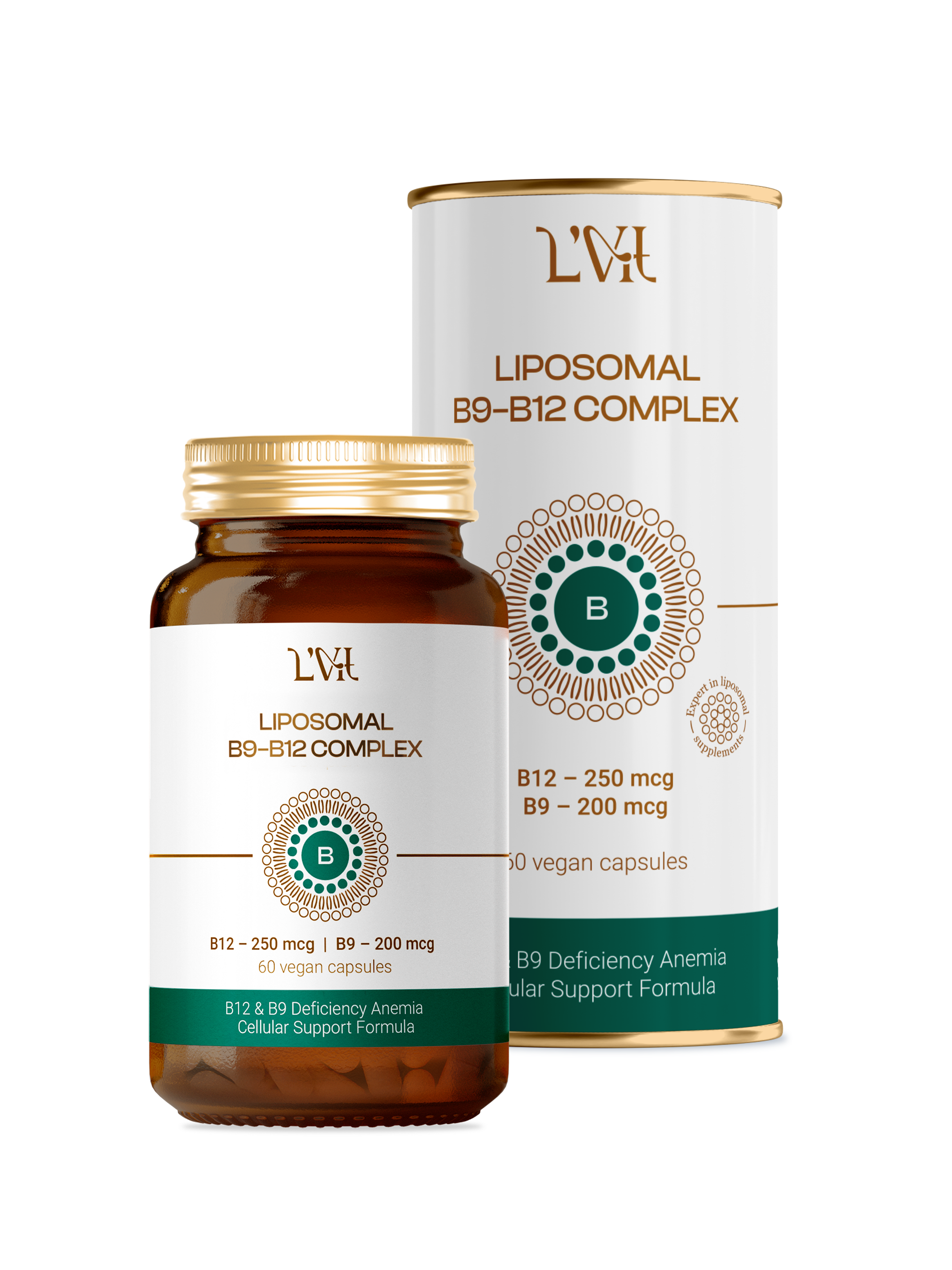 Liposomal Vitamins, Липосомальный Комплекс B12 + B9, 60 капсул